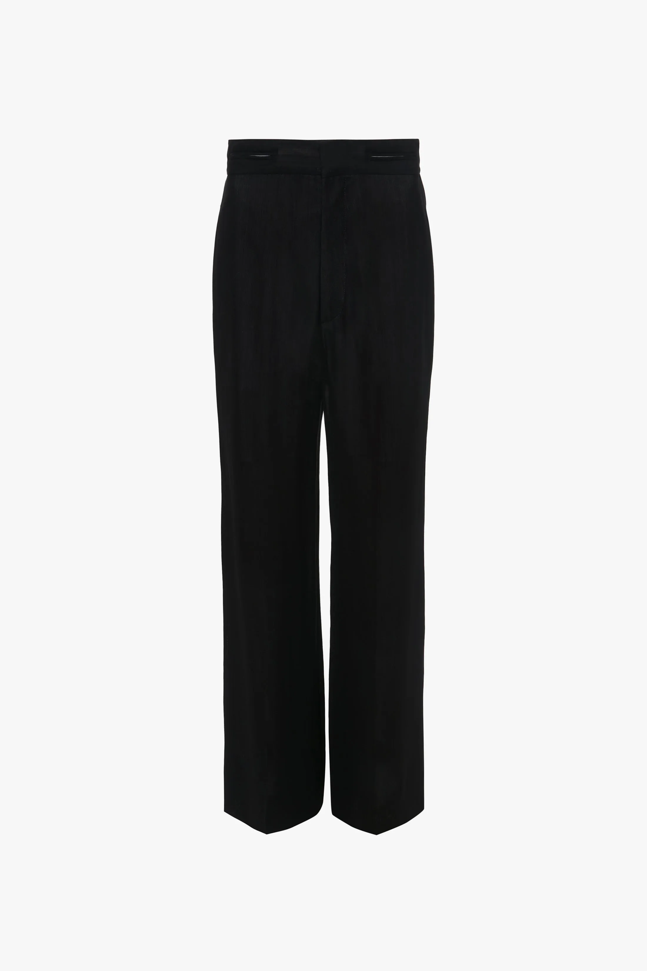 Waistband Detail Straight Leg Trouser In Black