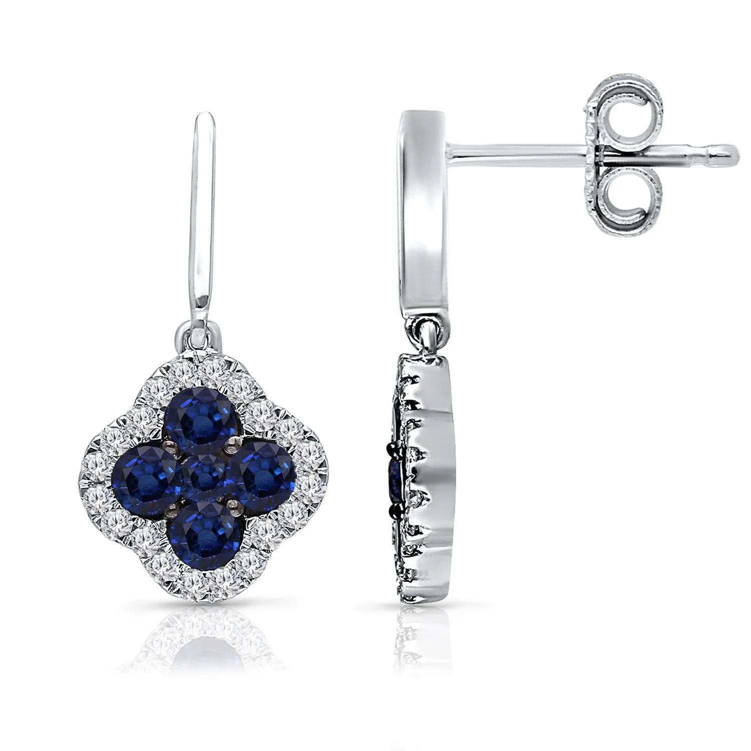 White Gold Sapphire & Diamond Infinite Earrings