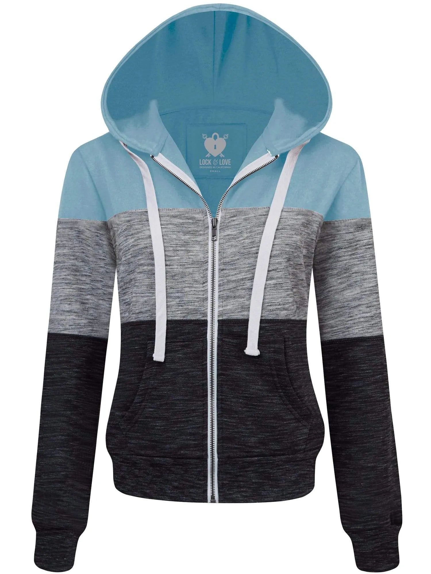 Women's Active Casual Zip-up Color Block Hoodie Sweatshirt