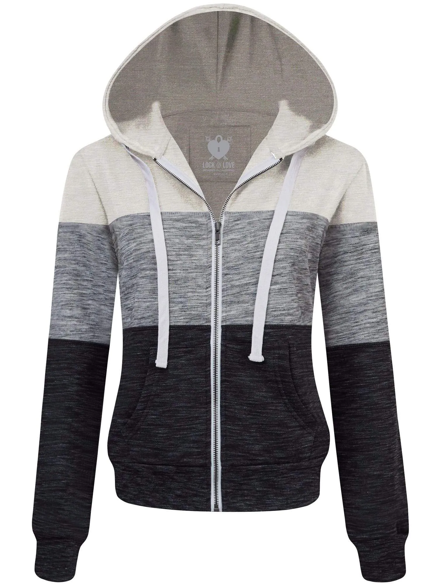 Women's Active Casual Zip-up Color Block Hoodie Sweatshirt