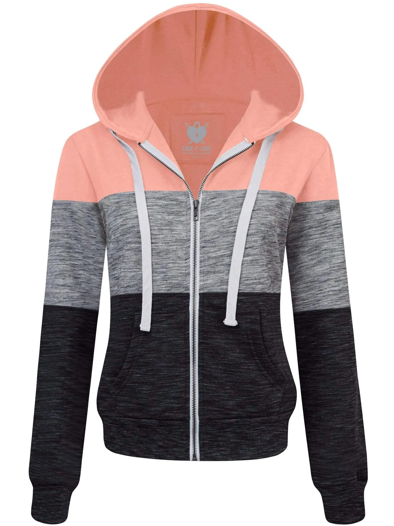 Women's Active Casual Zip-up Color Block Hoodie Sweatshirt