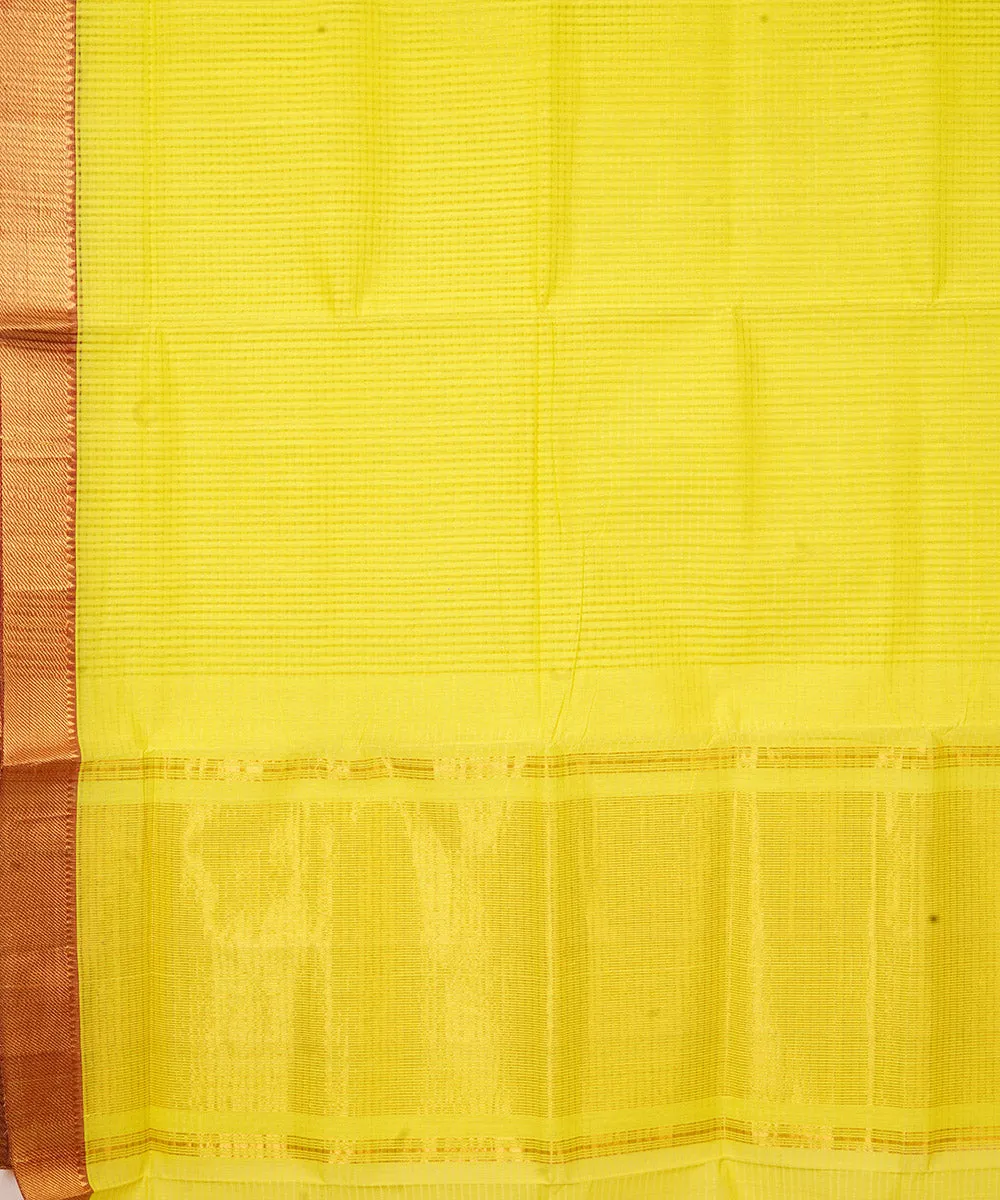 Yellow handwoven mangalagiri cotton saree