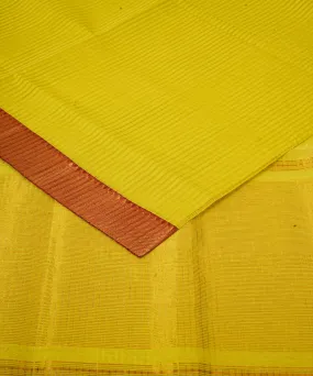 Yellow handwoven mangalagiri cotton saree