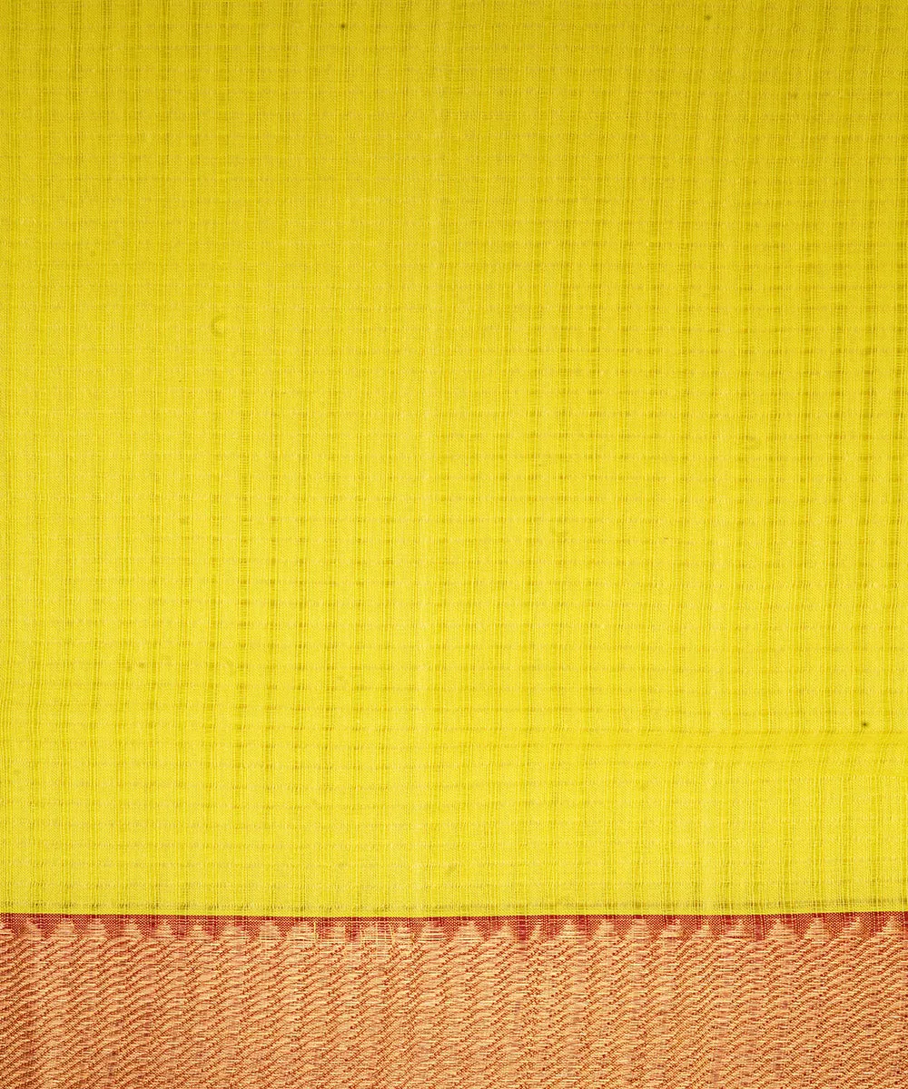 Yellow handwoven mangalagiri cotton saree